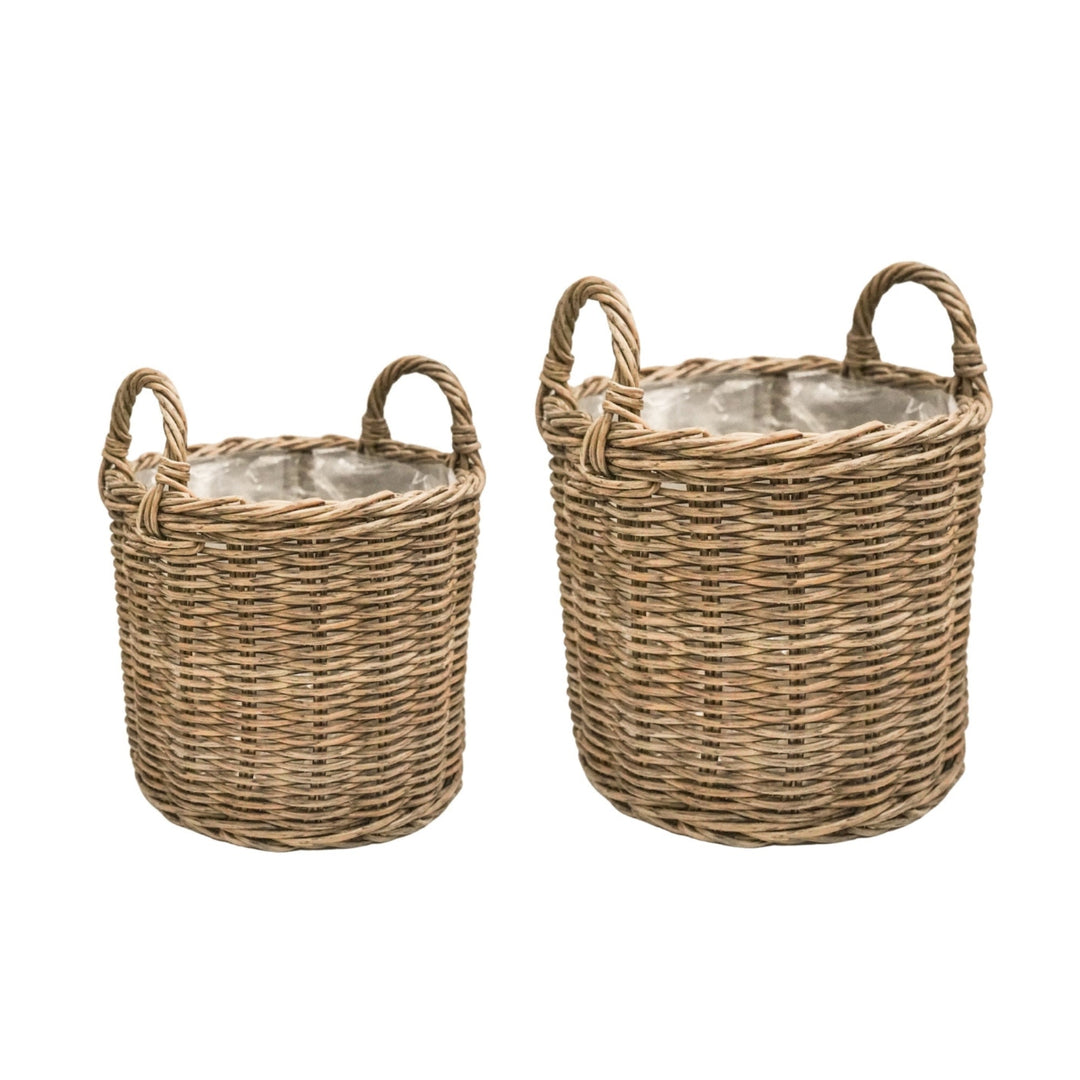 Polyrattan Set of Two Lined Planters-Beaumonde