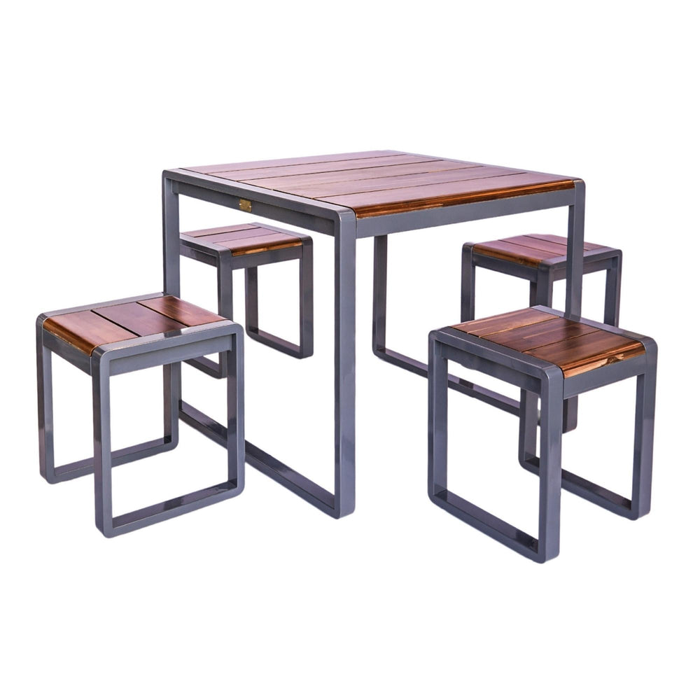 Spitalfields Square Acacia Wood 5 piece Furniture Set-Beaumonde
