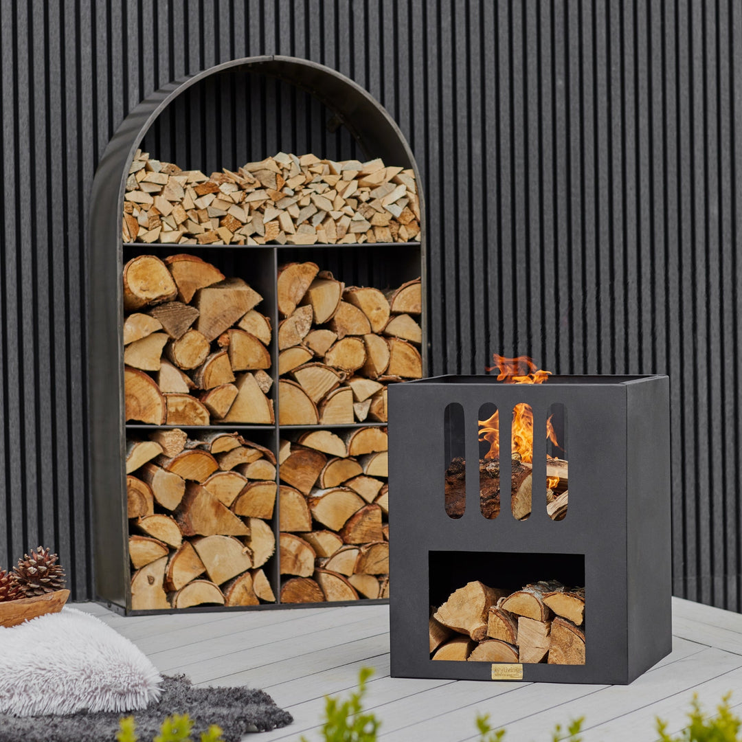 Archway Sculptural Log Storage Natural Black-Beaumonde