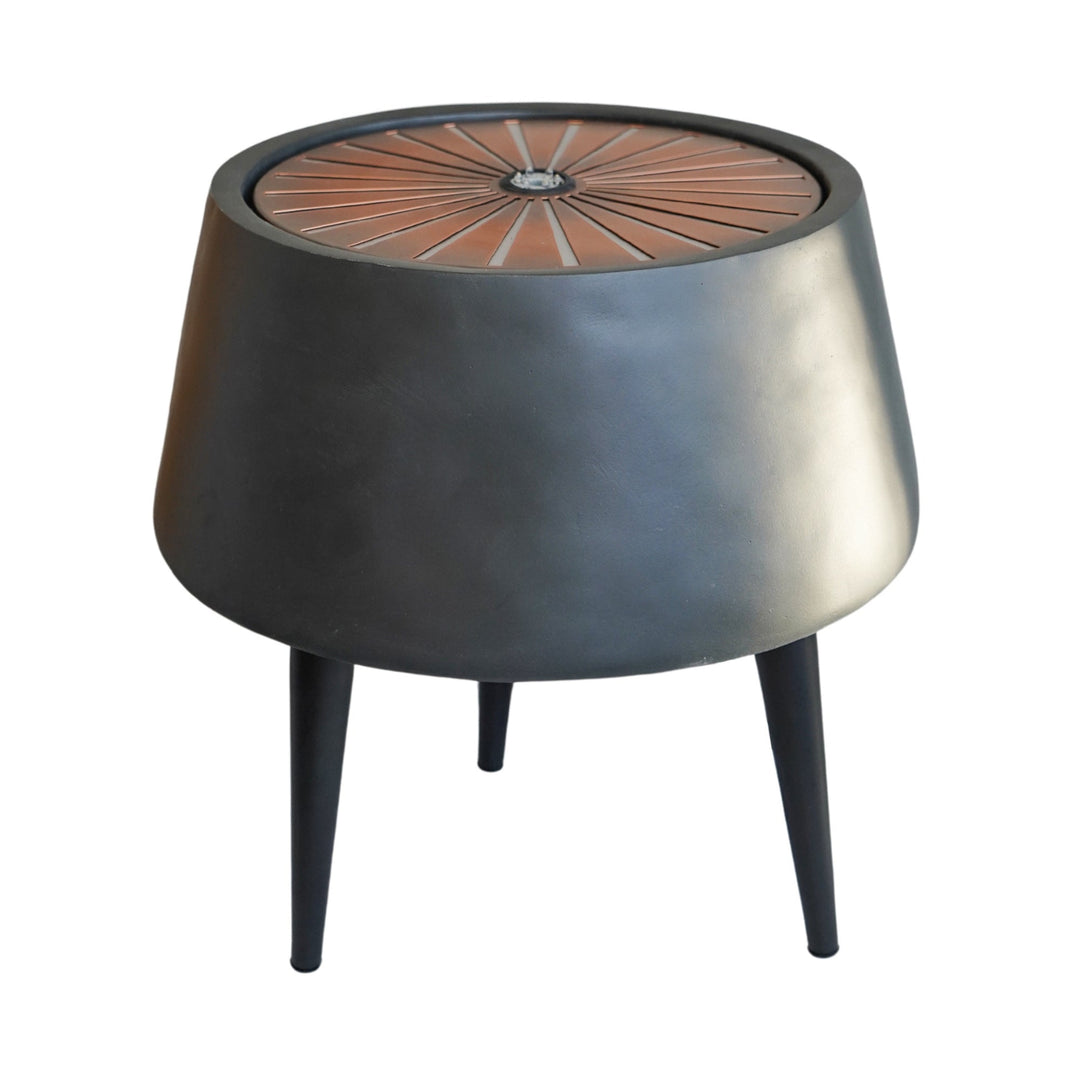 Solis Water Feature with Light Display on Stand in Charcoal & Aged Copper-Beaumonde