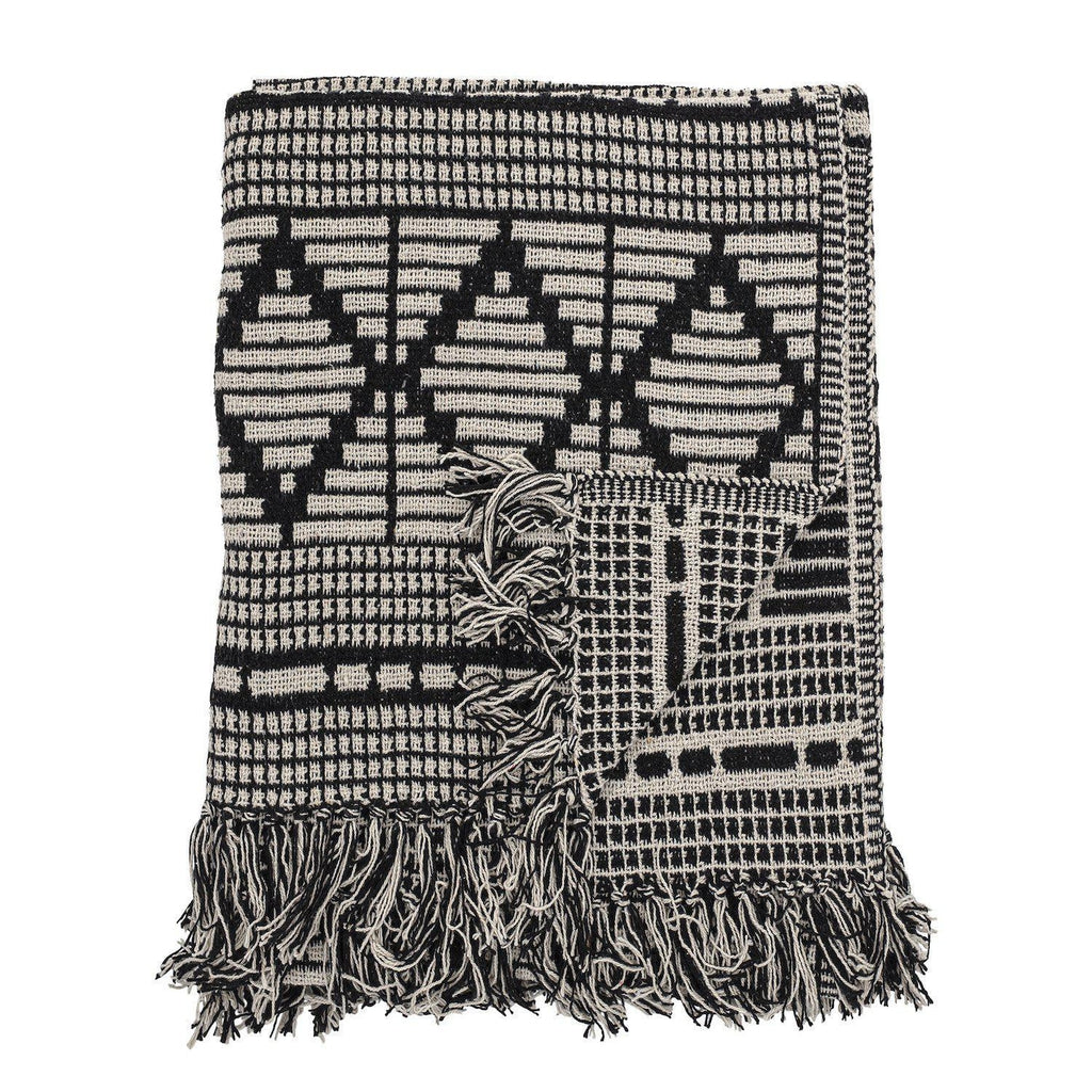 Gutte Black Recycled Cotton Throw-Beaumonde
