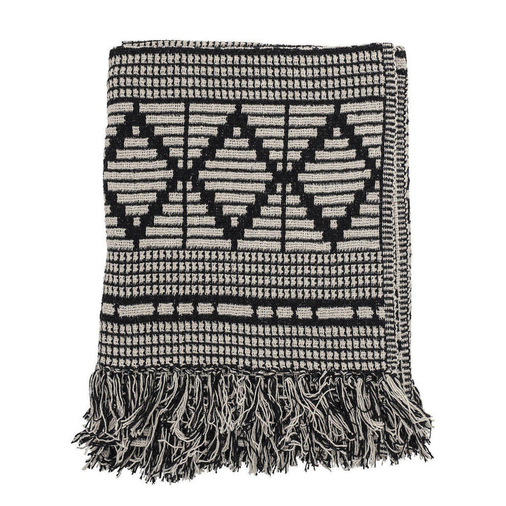 Gutte Black Recycled Cotton Throw-Beaumonde