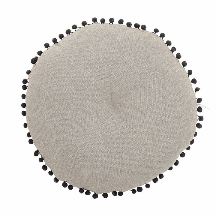 Gutte Round Recycled Cotton Cushion - Black-Beaumonde