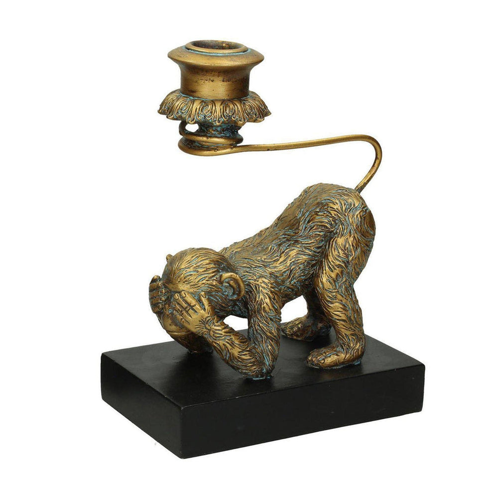 Monkey Golden Bookend Candleholders Set-Beaumonde