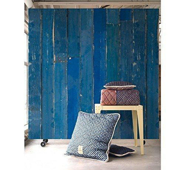 Materials Blue Scrapwood Wallpaper-Beaumonde