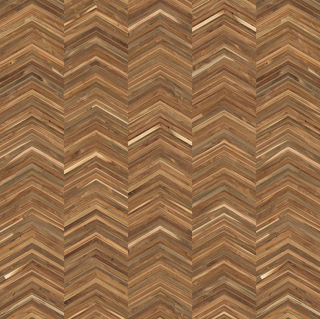 Timber Strips Wallpaper Teak On Chevron-Beaumonde
