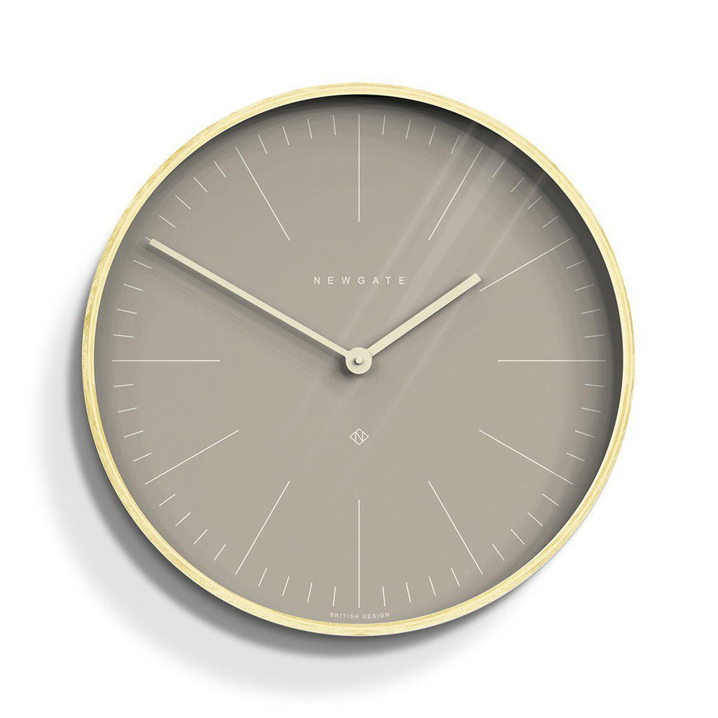 Newgate Mr Clarke Clock Pale Wood - 53cm - Clay Grey Dial-Beaumonde