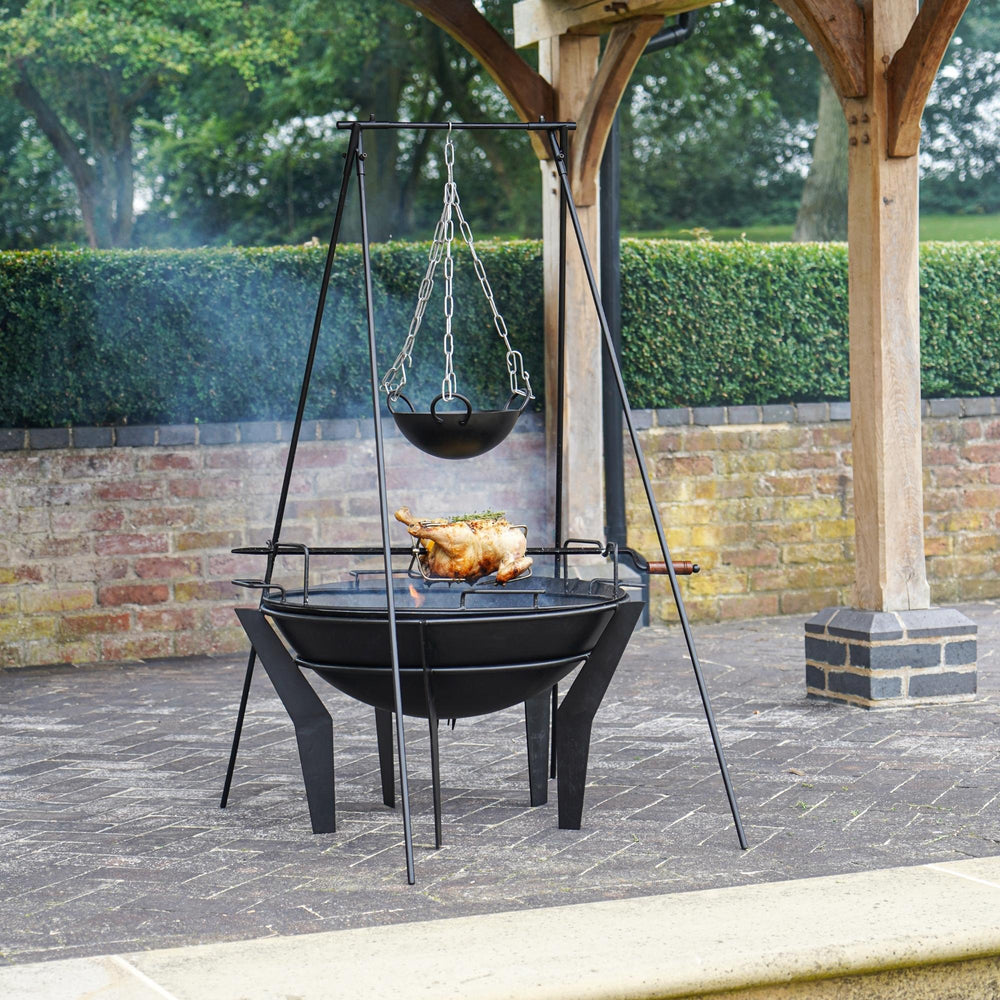 Outdoor Metal Kendal Fire Pit on Stand Black-Beaumonde