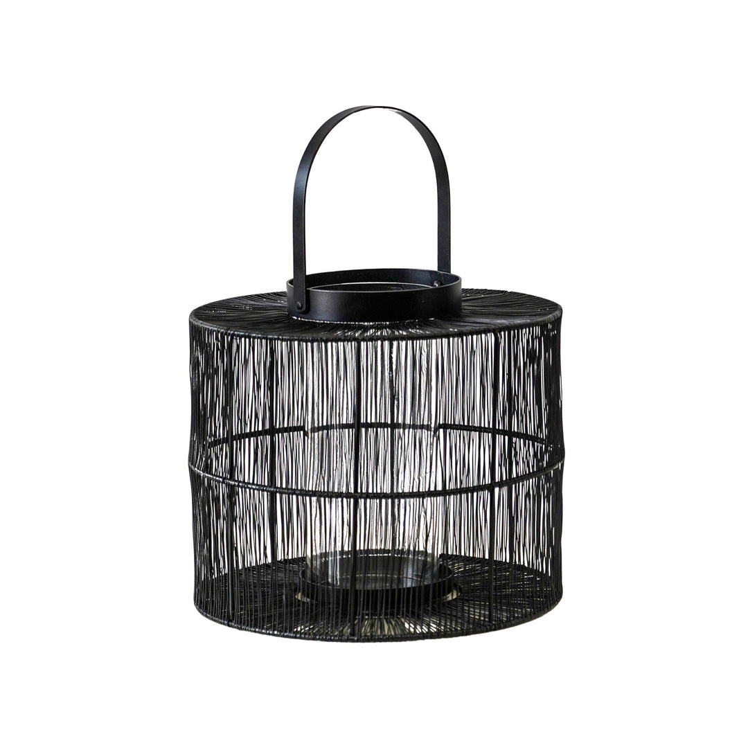 Portofino Wirework Lantern with Glass Insert Black-Beaumonde