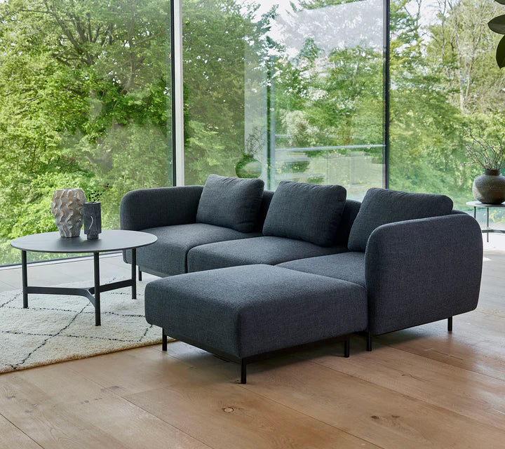 Cane-line Aura 3-Seater Sofa with Low Armrest & Chaise Lounge