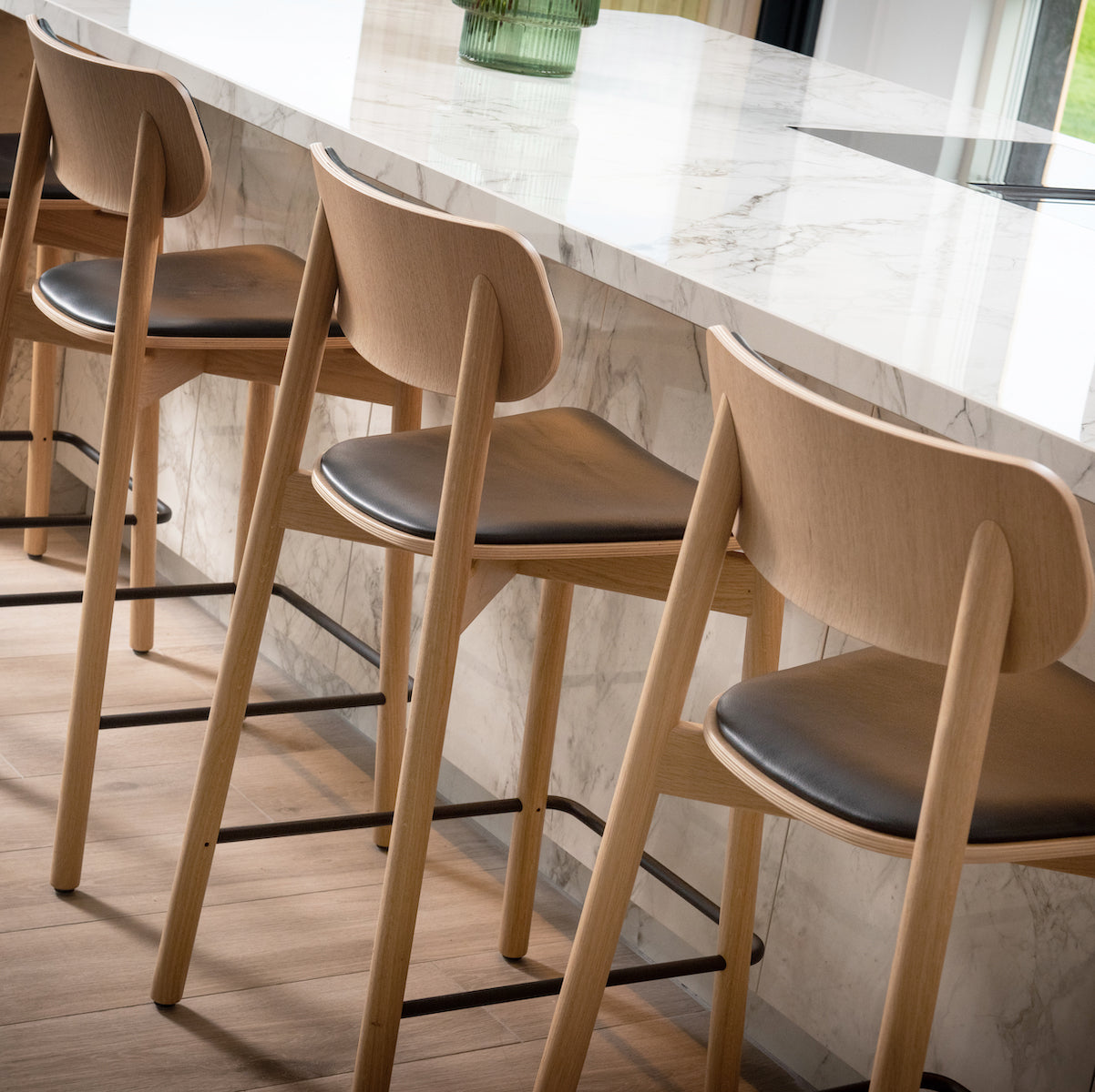 John Green Otis Oak Stool 75cm - Upholstered