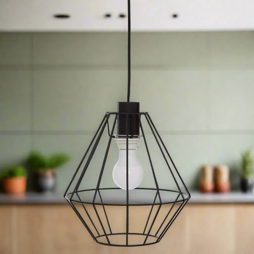 Beaumonde Home Geo Black Cage Pendant Light-Beaumonde