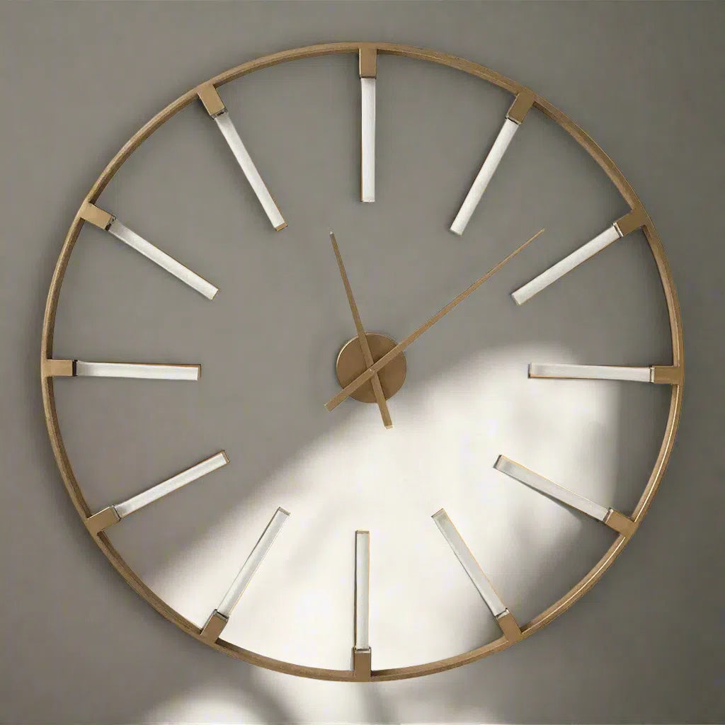 Beaumonde Home Bella Gold Finish Round Wall Clock-Beaumonde