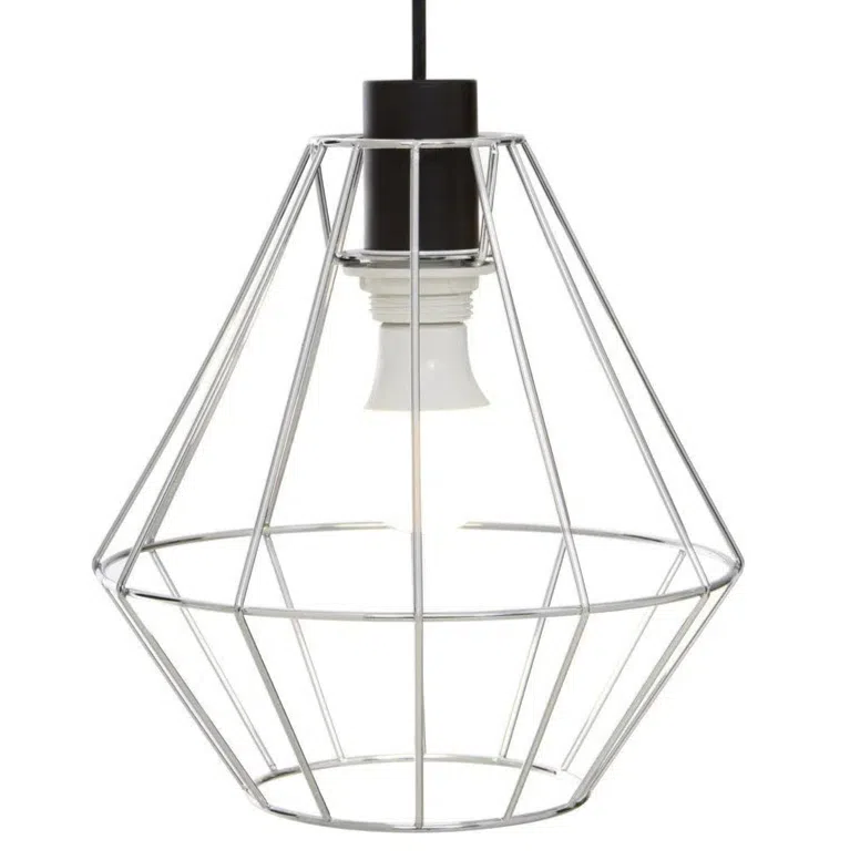 Beaumonde Home Geo Chrome Cage Pendant Light-Beaumonde