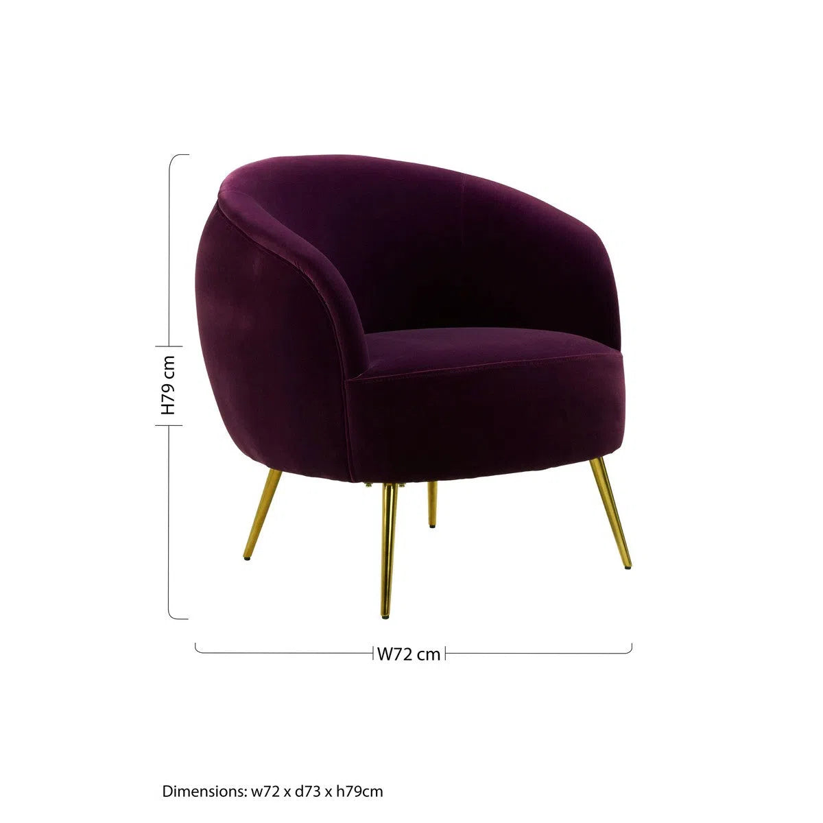 Beaumonde Home Brooklyn Purple Velvet Armchair-Beaumonde