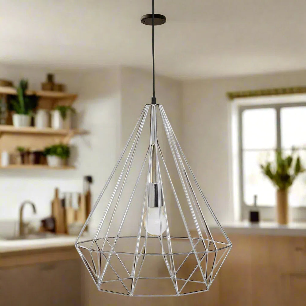 Beaumonde Home Geo Chrome Conical Pendant Light-Beaumonde