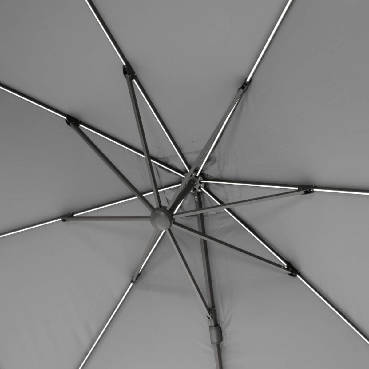 Pacific Lifestyle Glow Challenger T2 3m Square Luna Grey Free Arm Parasol