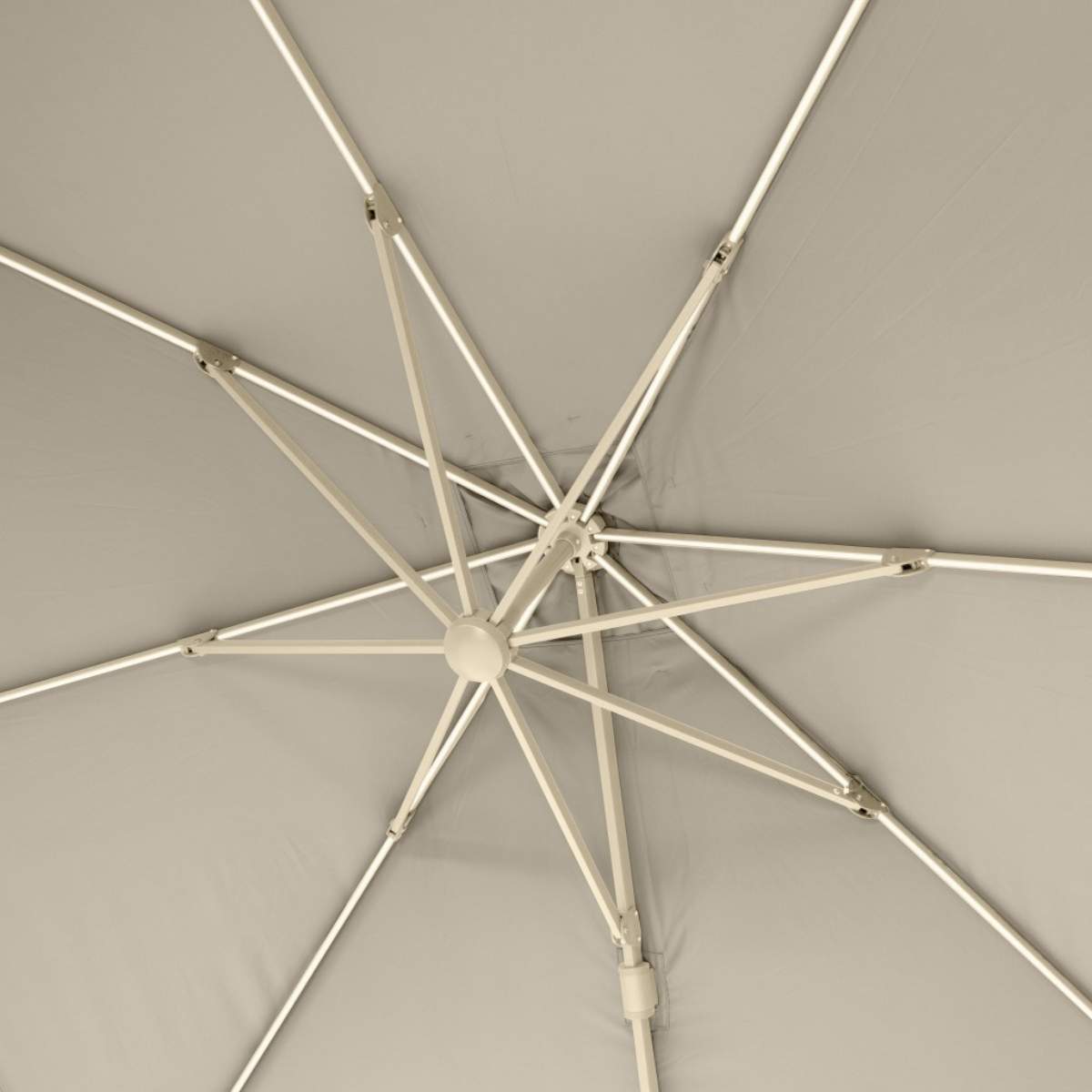 Beau&Co Glow Challenger T2 3m Square Sandstone / Champagne Free Arm Parasol