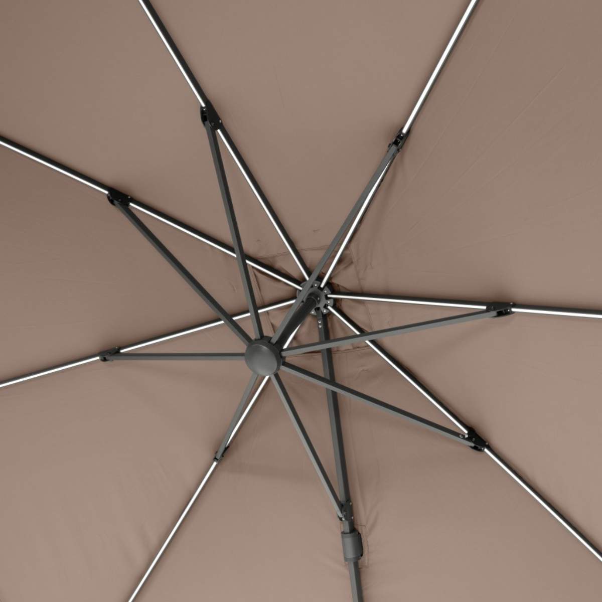 Pacific Lifestyle Glow Challenger T2 3m Square Taupe Free Arm Parasol
