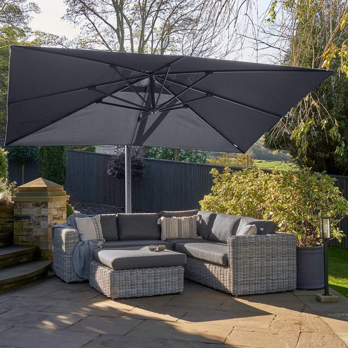 Beau&Co Icon Premium T1 4mx3m Rectangular Faded Black Parasol