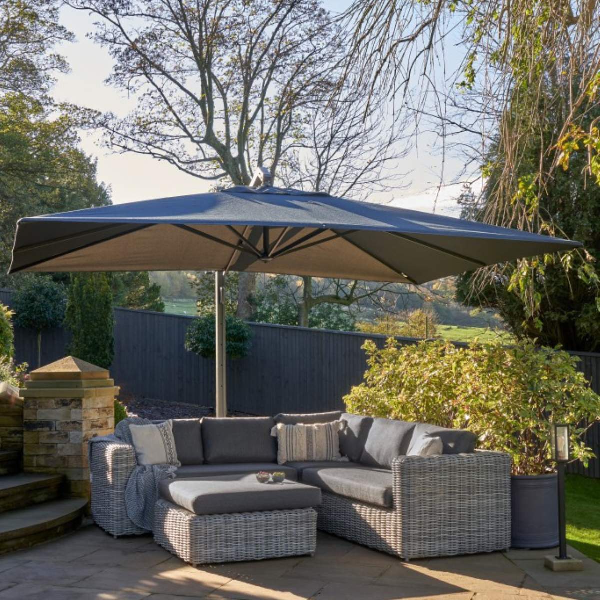 Beau&Co Icon Premium T1 4mx3m Rectangular Faded Black Parasol