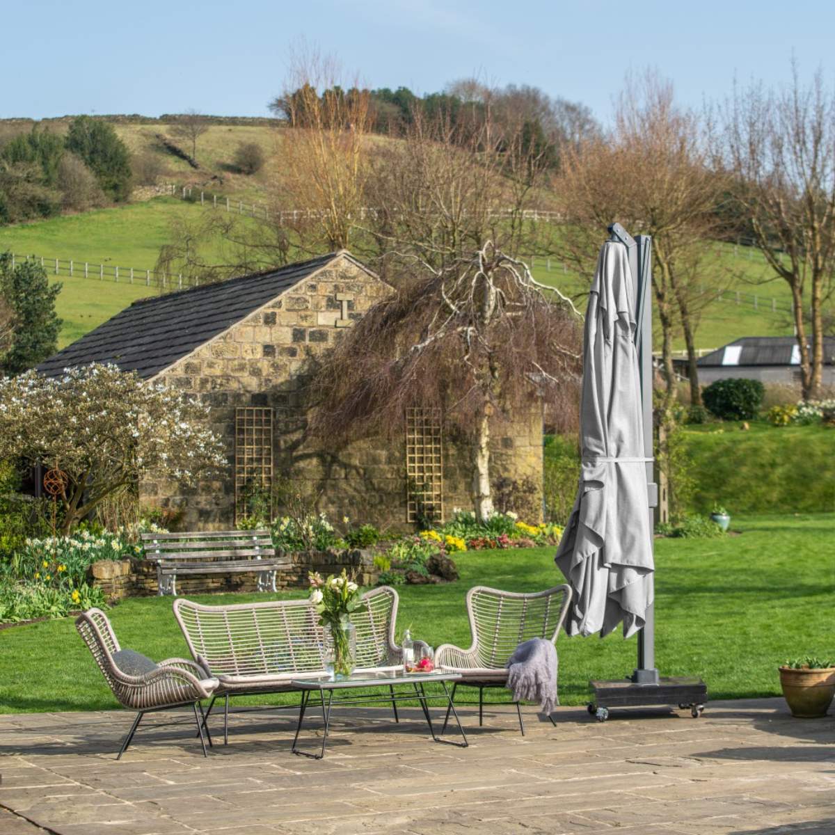 Beau&Co Icon Premium T1 4mx3m Rectangular Manhattan Grey Parasol