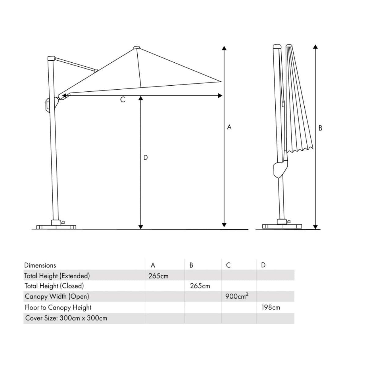 Pacific Lifestyle Challenger T2 3m Square Taupe Free Arm Parasol