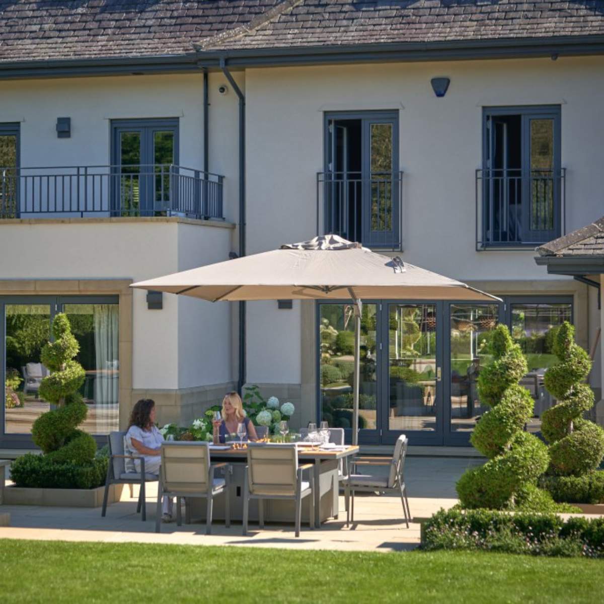 Pacific Lifestyle Challenger Telescopic T1 3.5m Square Havana Taupe Parasol