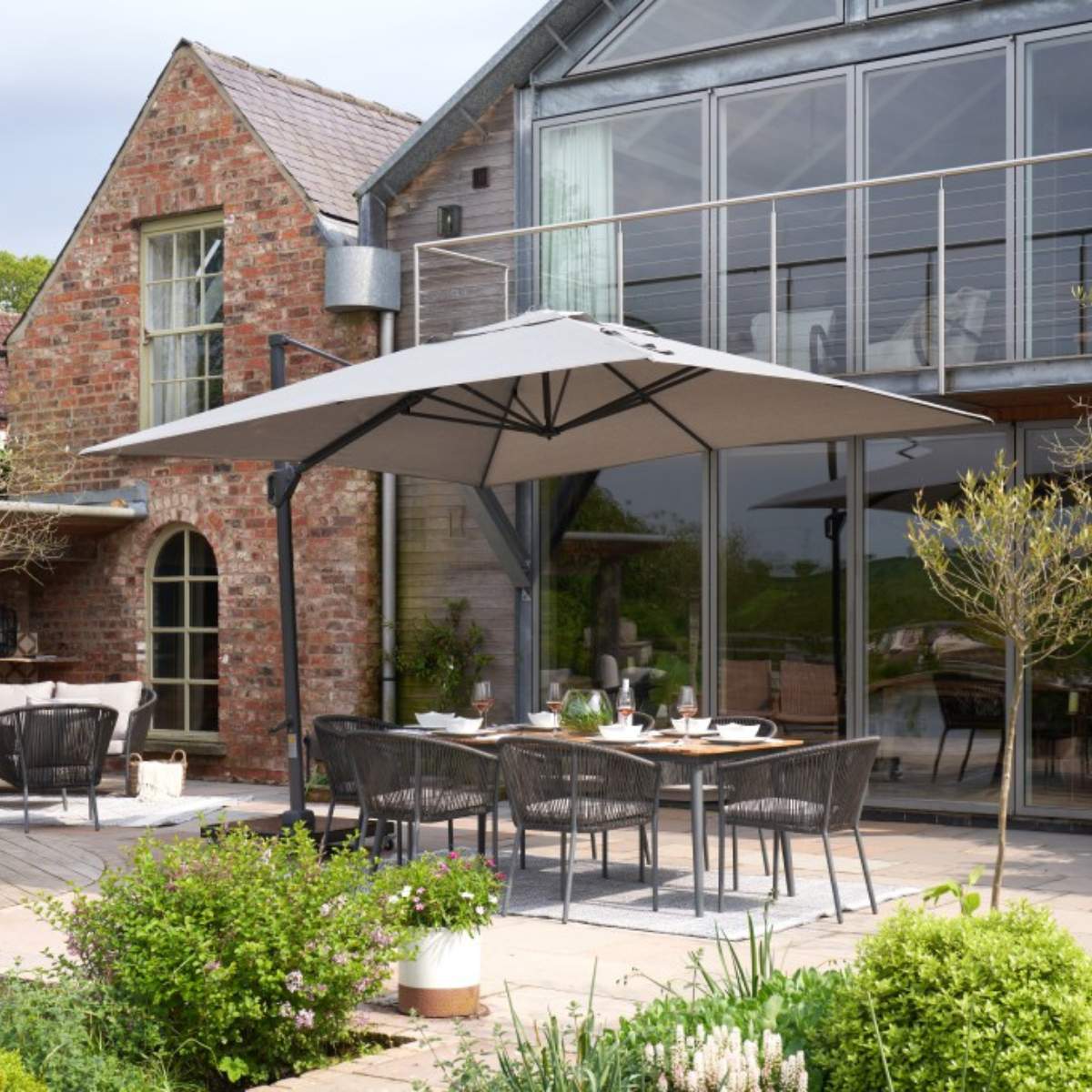 Pacific Lifestyle Challenger Telescopic T1 3.5m Square Havana Taupe Parasol