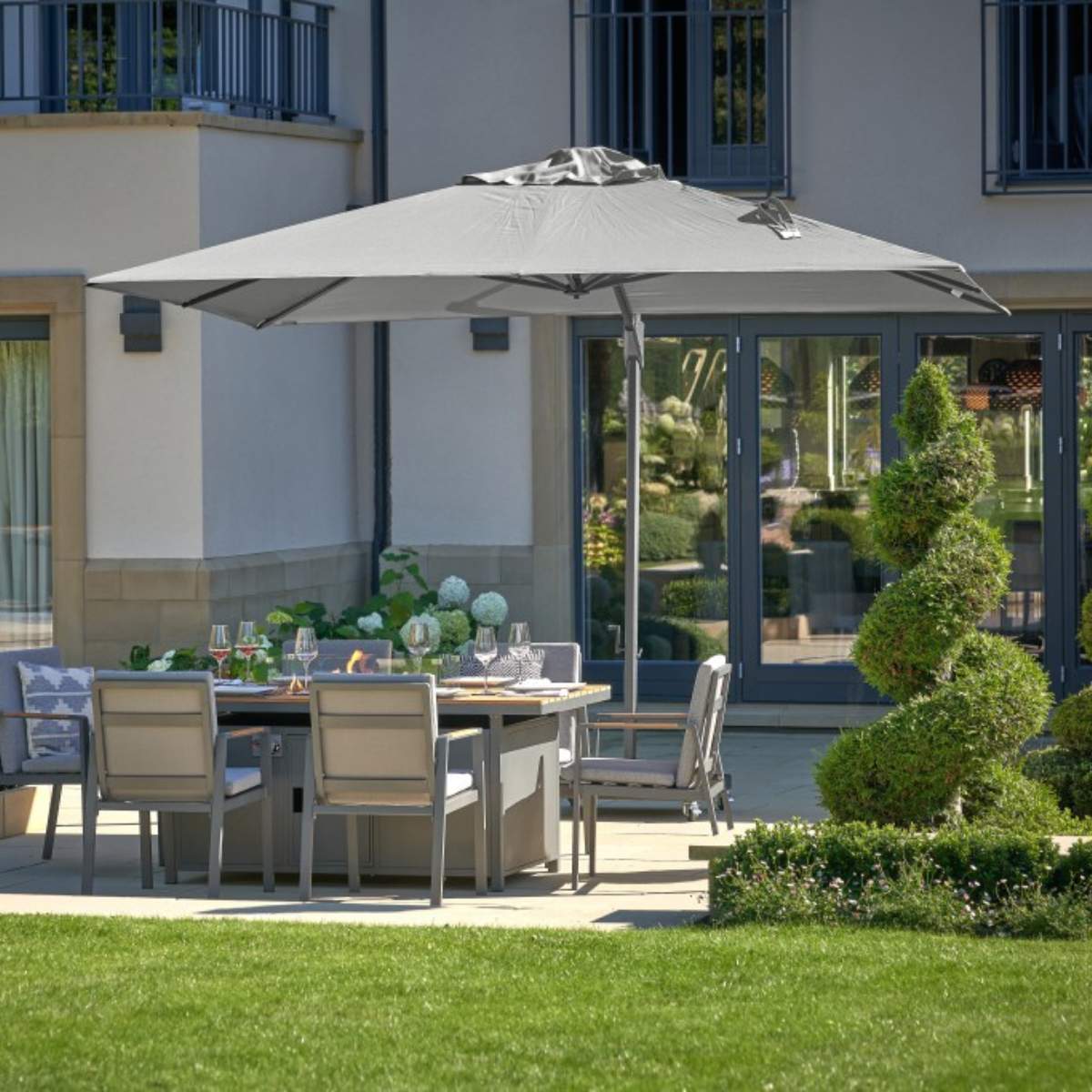 Beau&Co Challenger Telescopic T1 3.5m Square Manhattan Grey Parasol