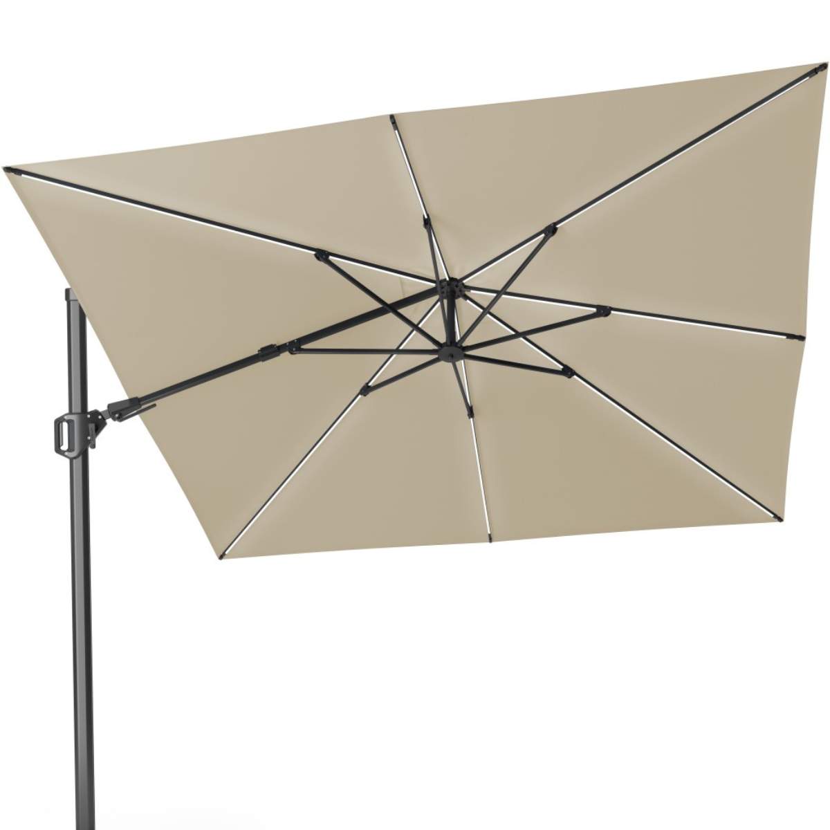 Beau&Co Glow Challenger T2 3m Square Premium Champagne Free Arm Parasol