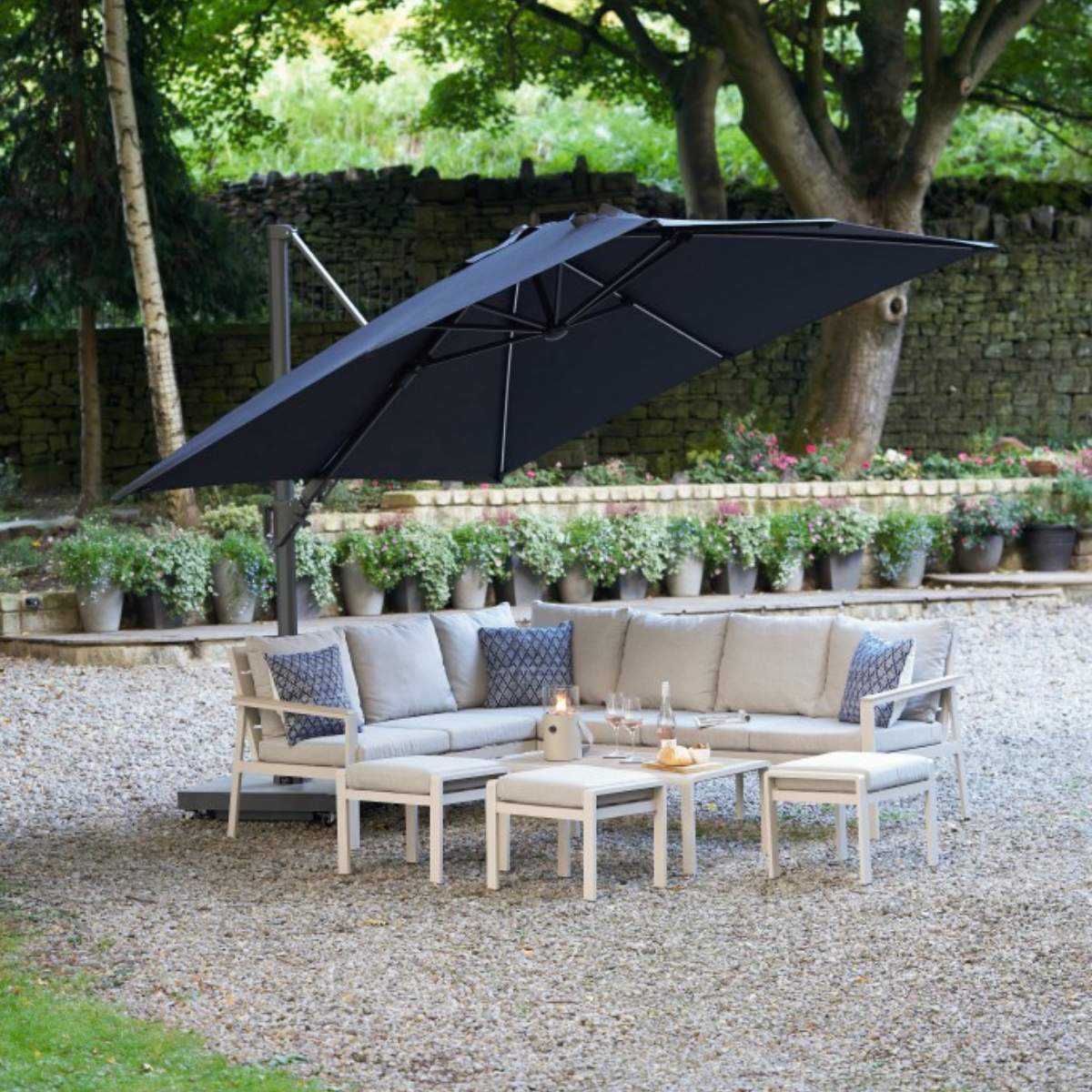 Beau&Co Glow Challenger T2 3m Square Premium Faded Black Free Arm Parasol