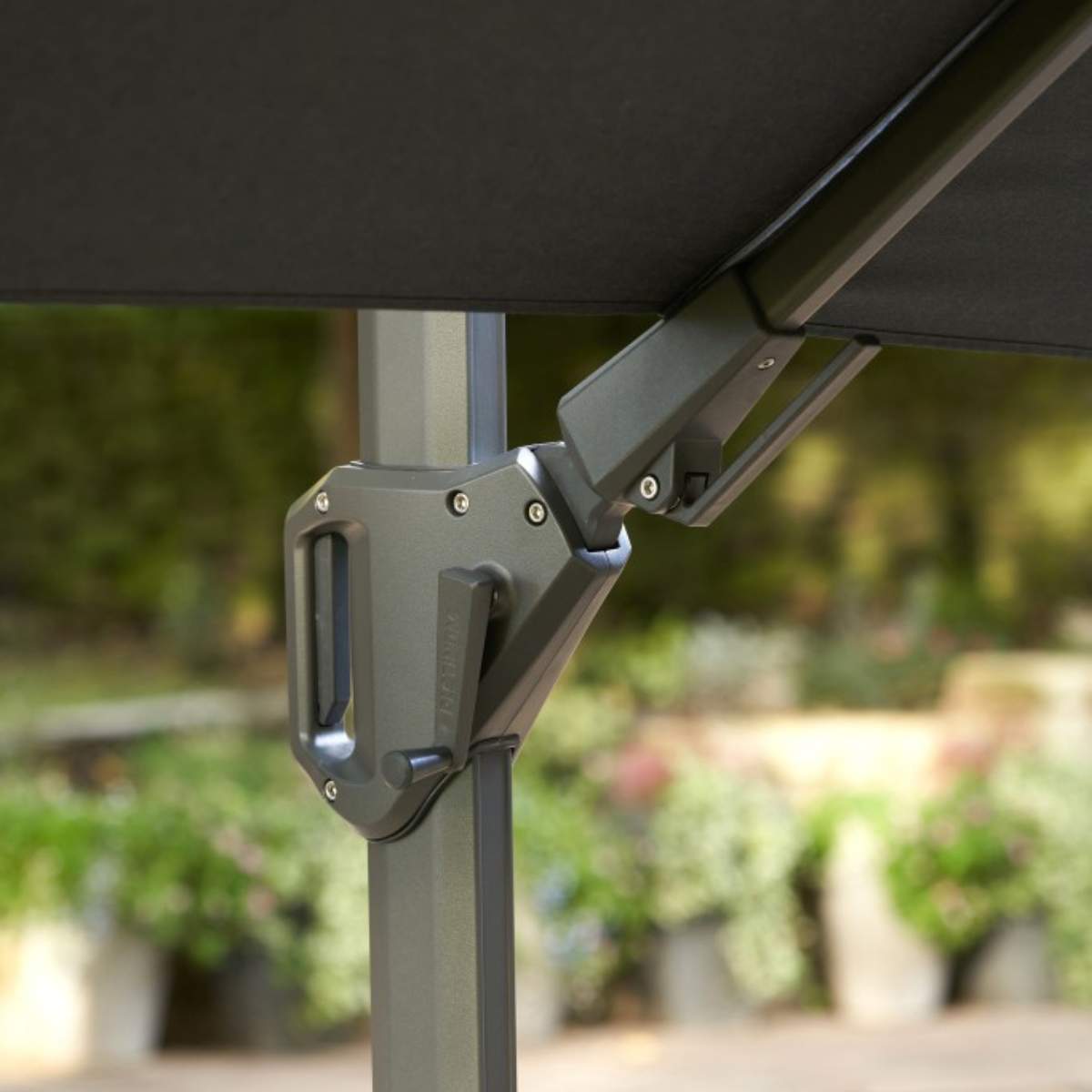 Beau&Co Glow Challenger T2 3m Square Premium Faded Black Free Arm Parasol