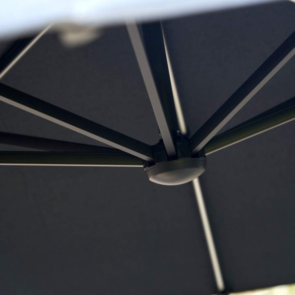 Beau&Co Glow Challenger T2 3m Square Premium Faded Black Free Arm Parasol