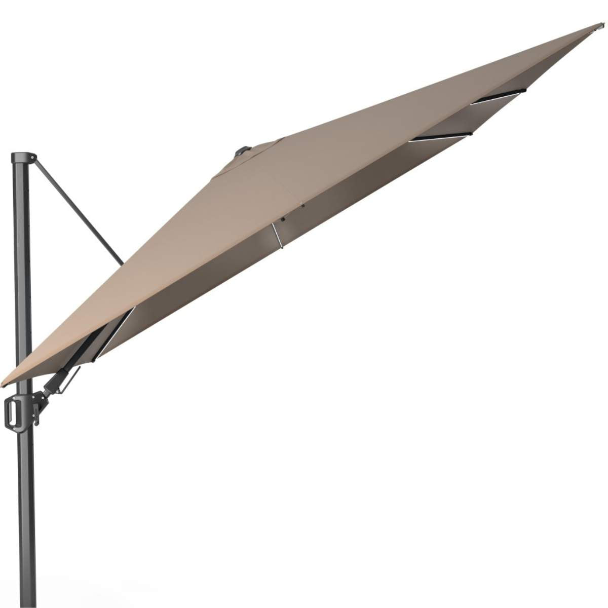 Pacific Lifestyle Glow Challenger T2 3m Square Premium Havana Taupe Free Arm Parasol