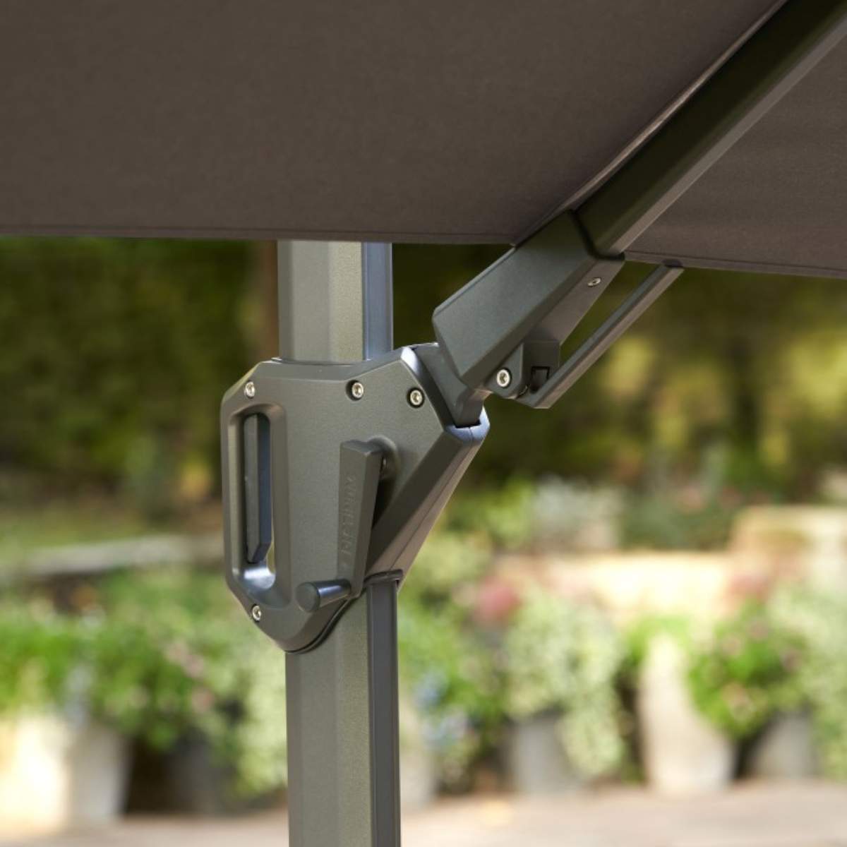 Pacific Lifestyle Glow Challenger T2 3m Square Premium Havana Taupe Free Arm Parasol