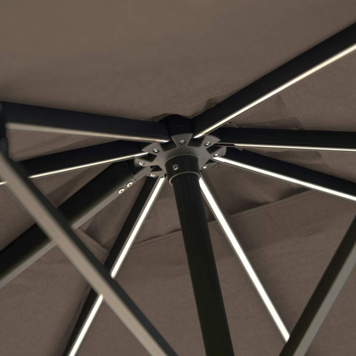 Pacific Lifestyle Glow Challenger T2 3m Square Premium Havana Taupe Free Arm Parasol