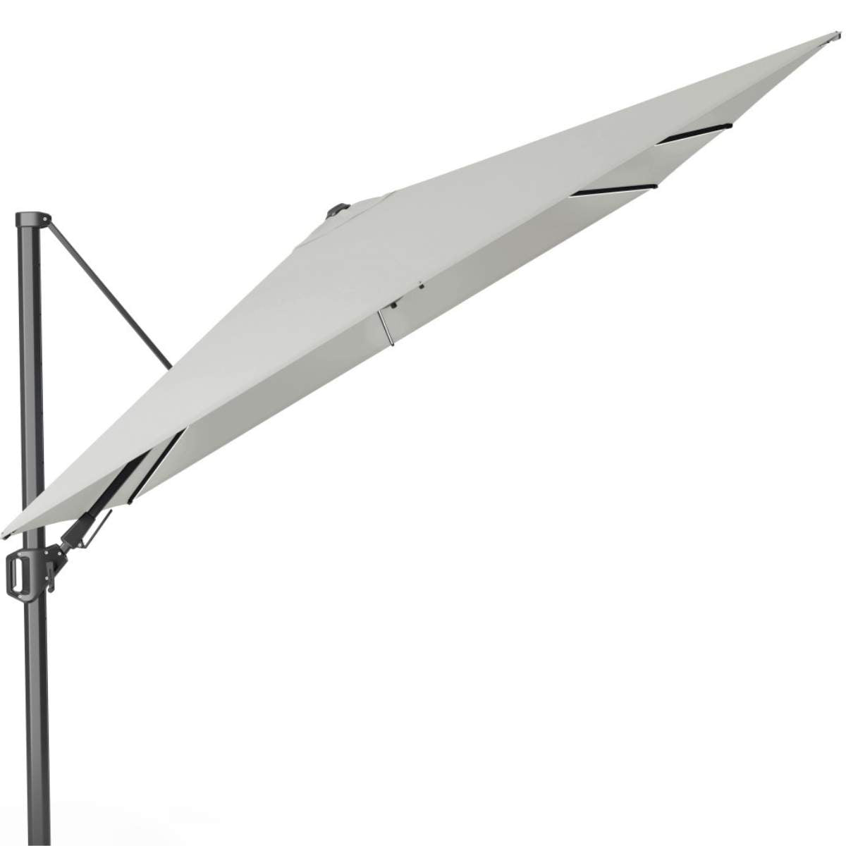 Beau&Co Glow Challenger T2 3m Square Premium Manhattan Grey Free Arm Parasol