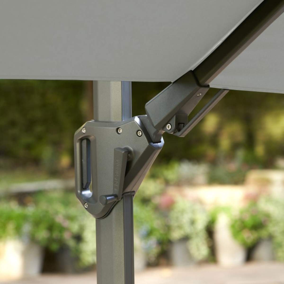 Beau&Co Glow Challenger T2 3m Square Premium Manhattan Grey Free Arm Parasol