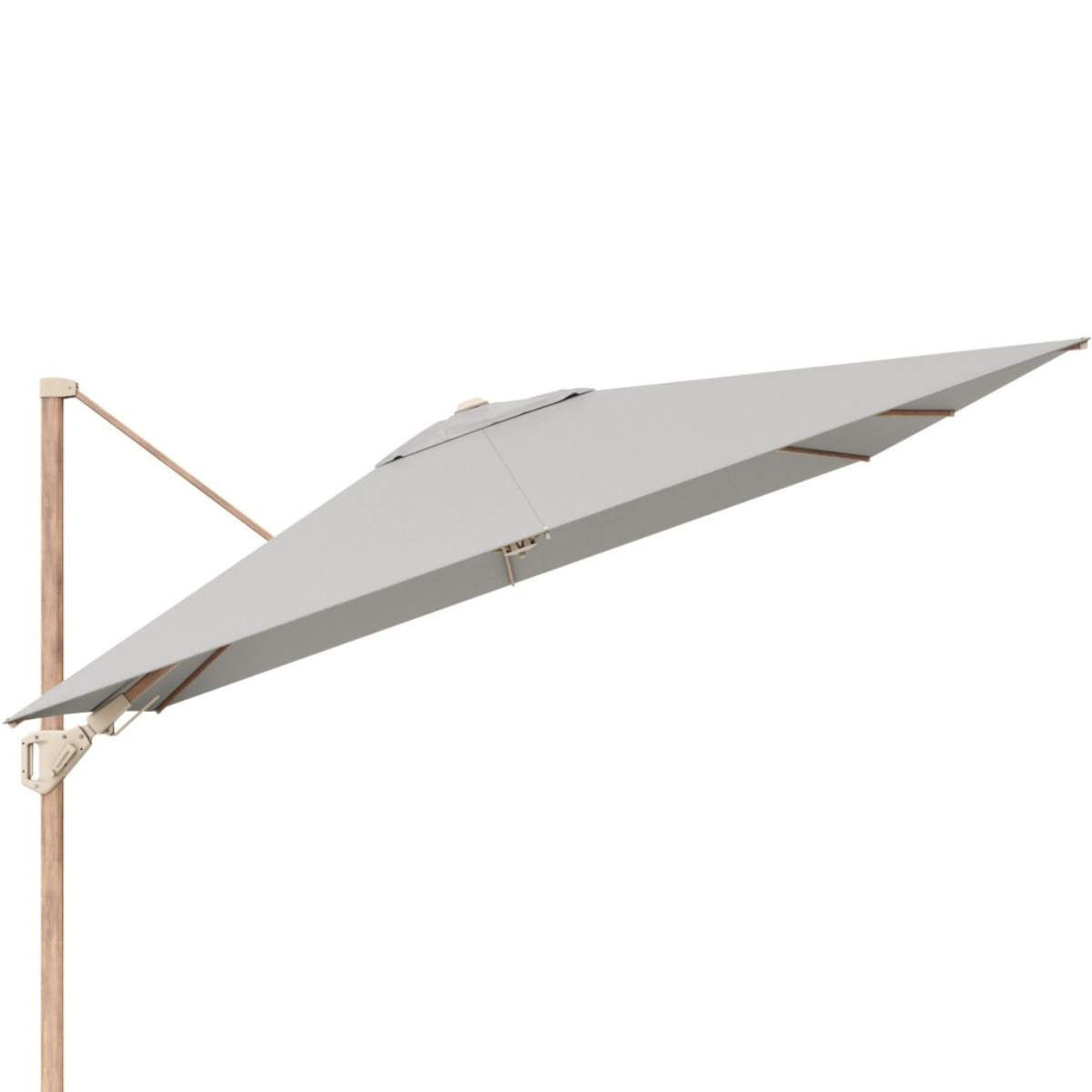 Beau&Co Challenger Teak T2 3m Square Premium Manhattan Grey Free Arm Parasol