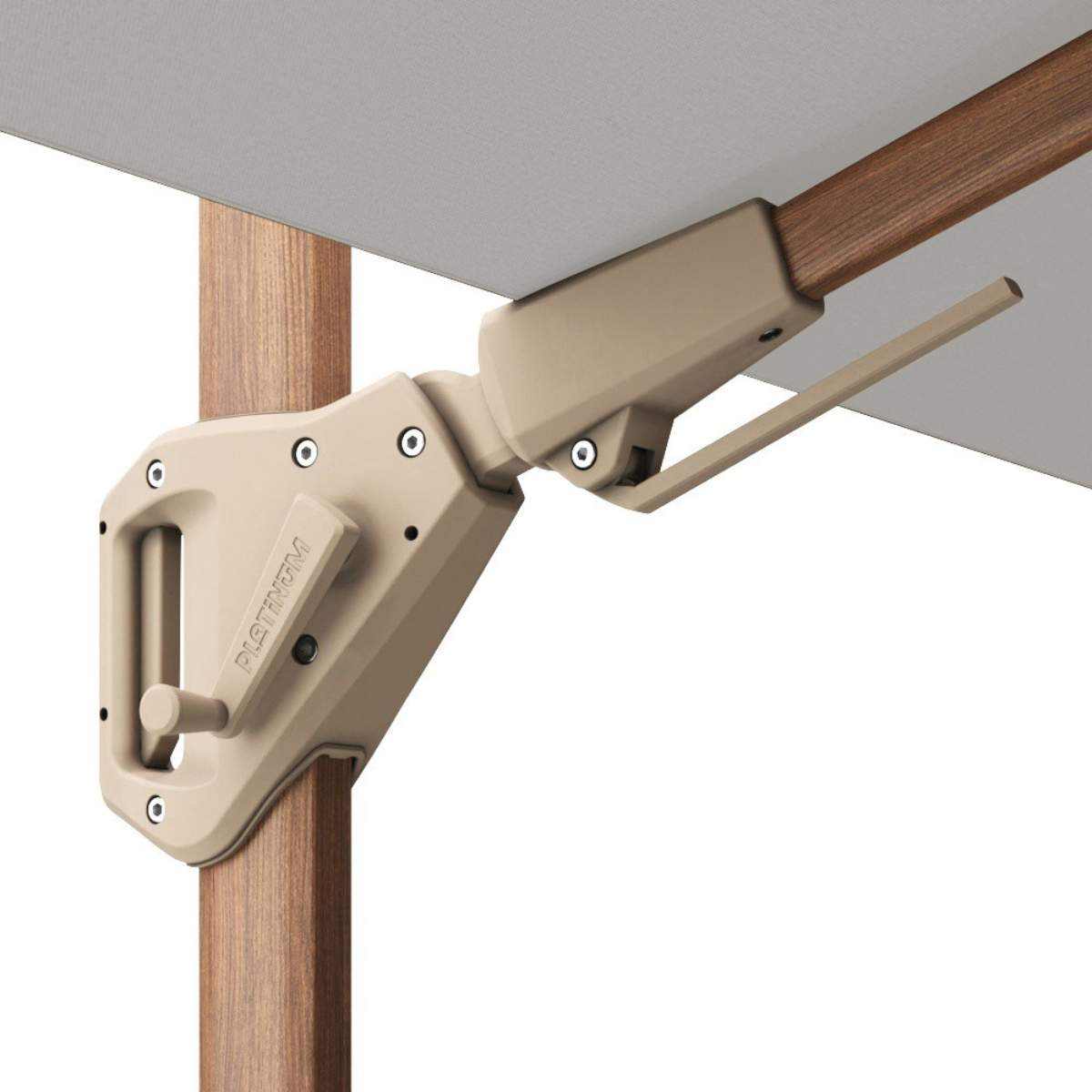 Beau&Co Challenger Teak T2 3m Square Premium Manhattan Grey Free Arm Parasol