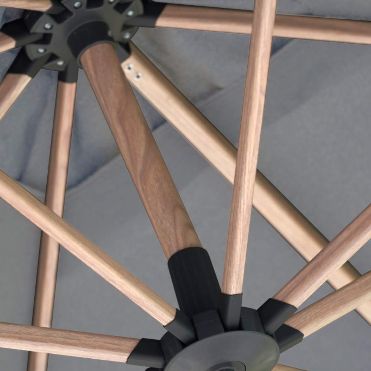 Beau&Co Challenger Teak T2 3m Square Premium Manhattan Grey Free Arm Parasol