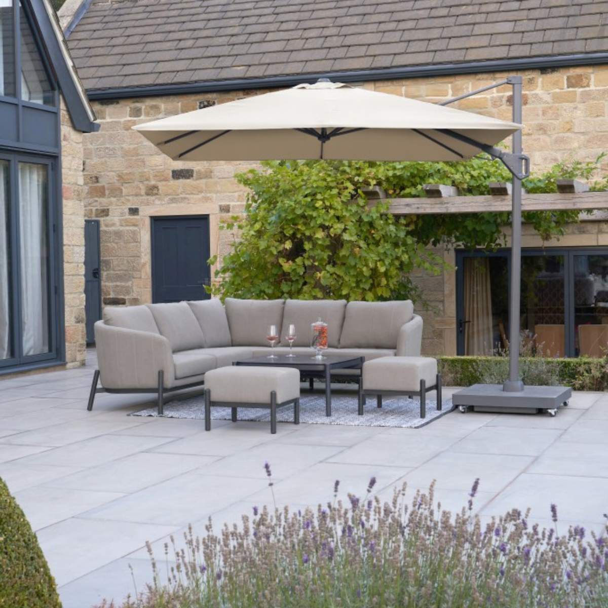 Beau&Co Voyager T2 2.7m Square Champagne Free Arm Parasol