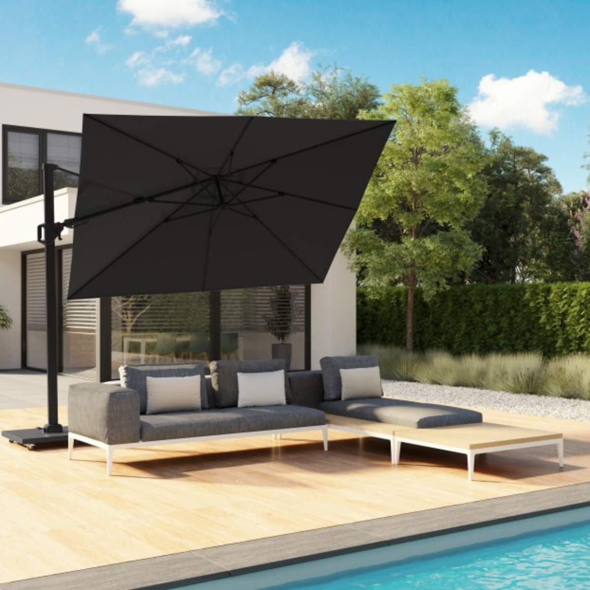 Beau&Co Voyager T2 2.7m Square Anthracite Free Arm Parasol
