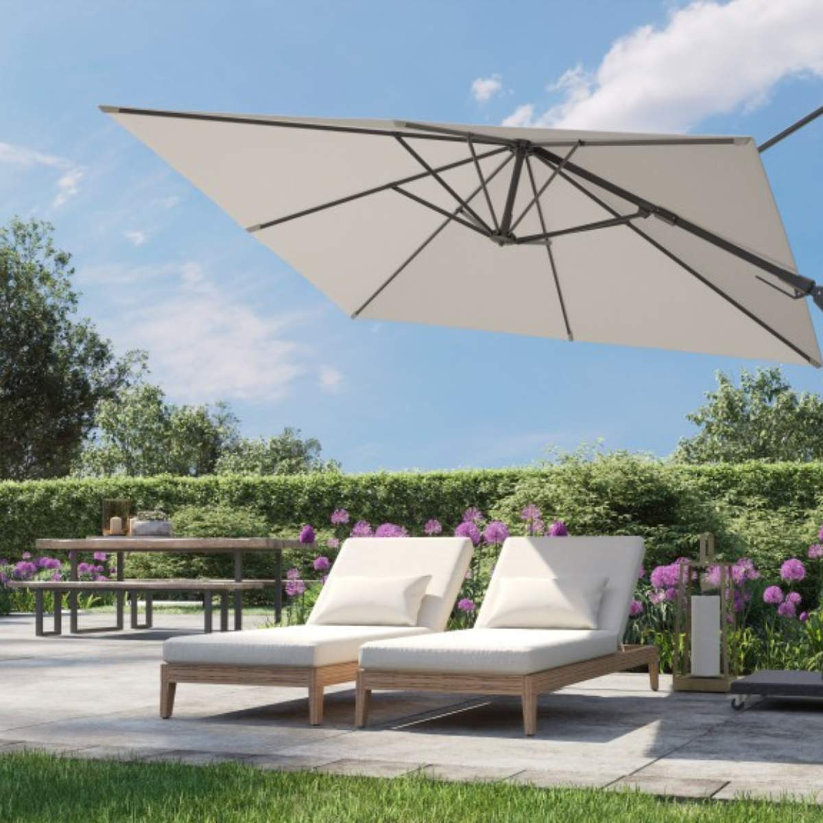 Beau&Co Voyager T2 2.7m Square Luna Grey Free Arm Parasol