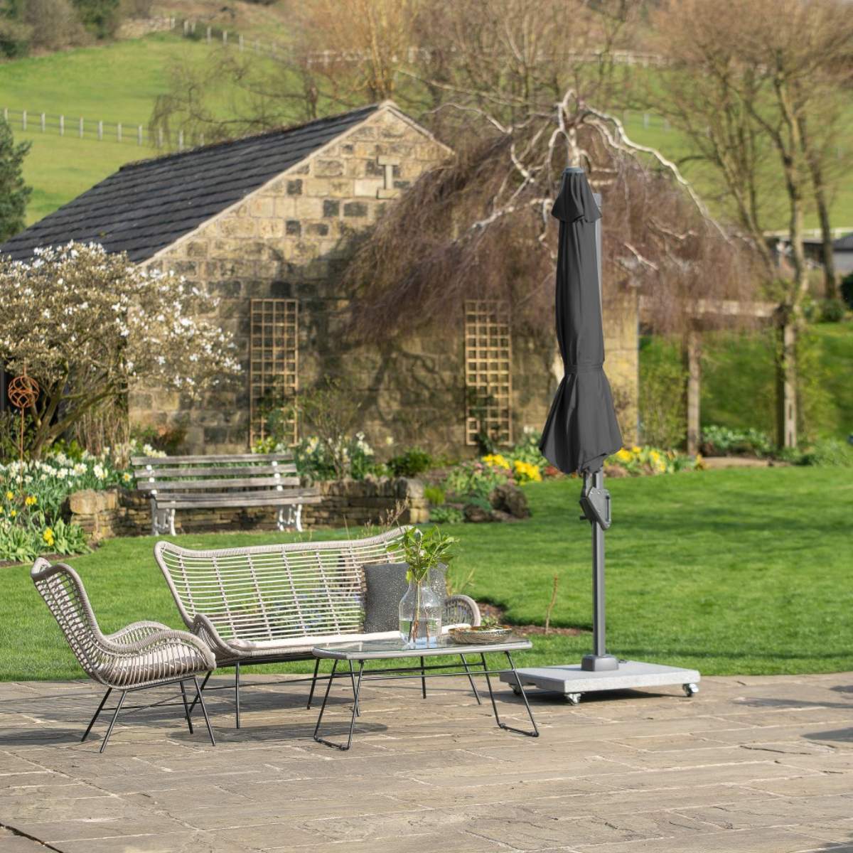 Beau&Co Voyager T1 3m x 2m Rectangular Anthracite Free Arm Parasol