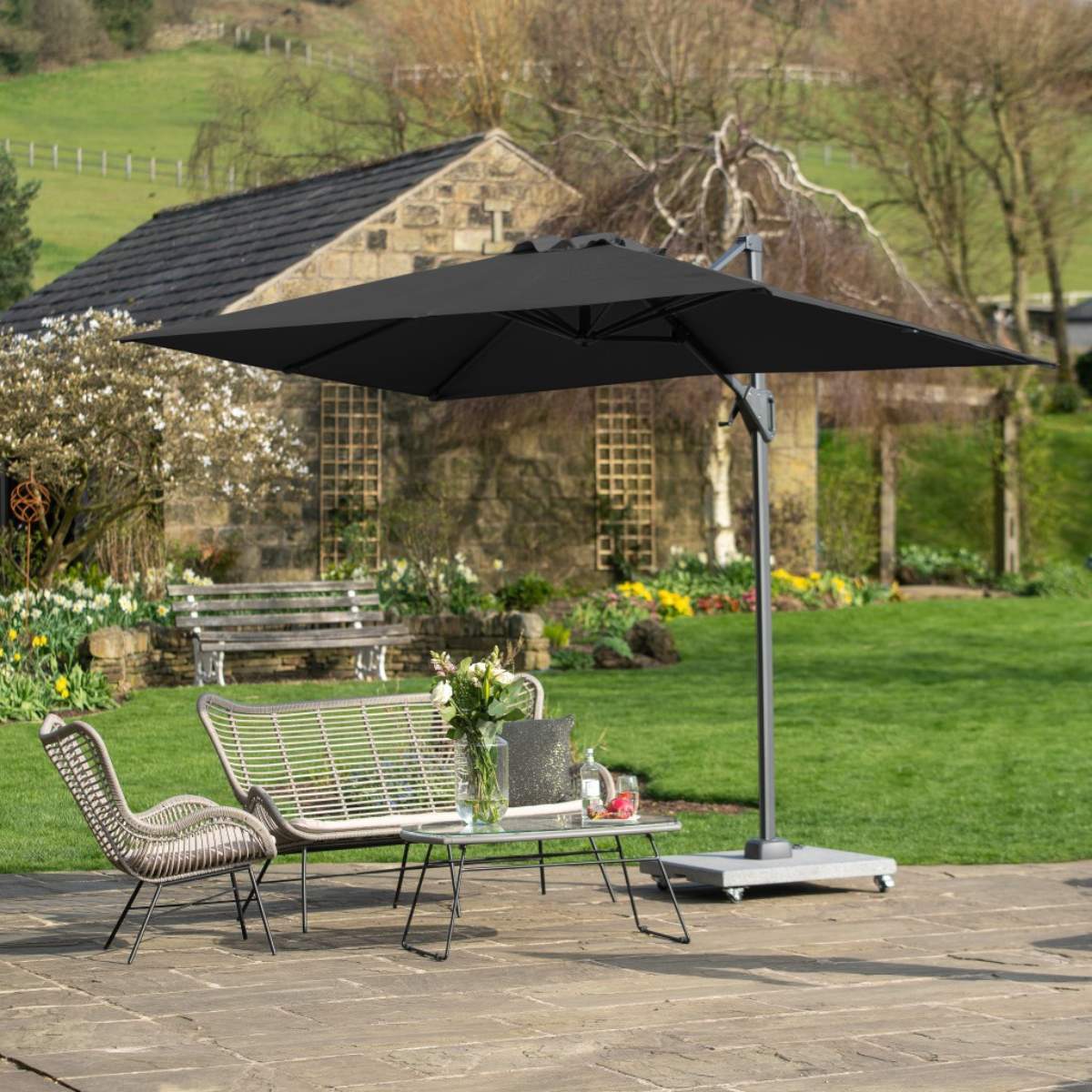 Beau&Co Voyager T1 3m x 2m Rectangular Anthracite Free Arm Parasol