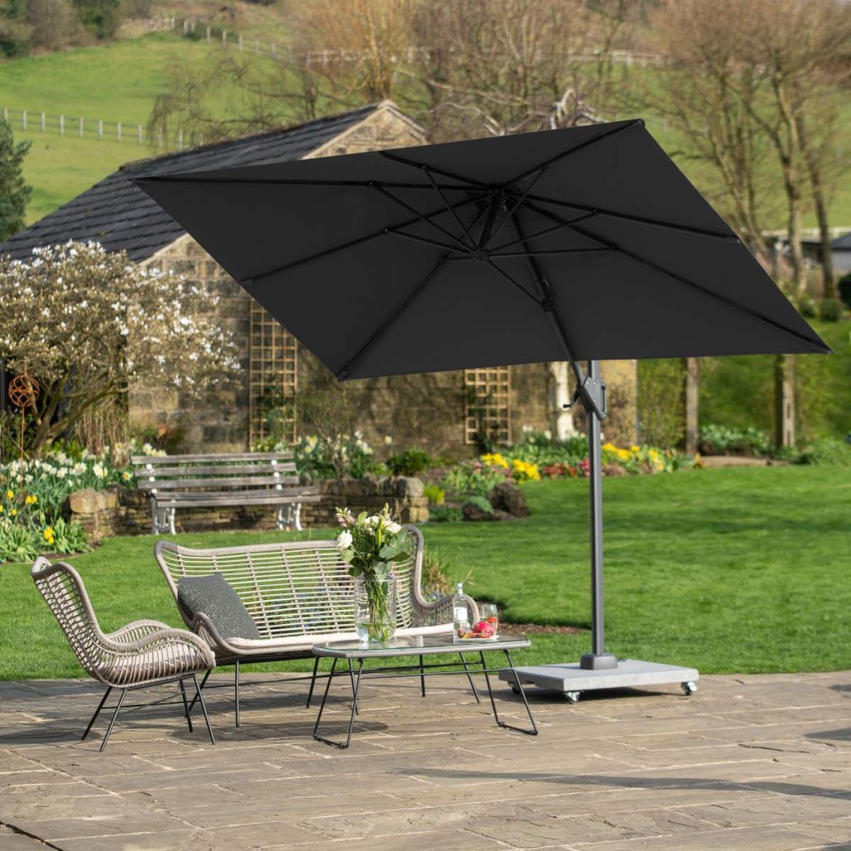 Beau&Co Voyager T1 3m x 2m Rectangular Anthracite Free Arm Parasol