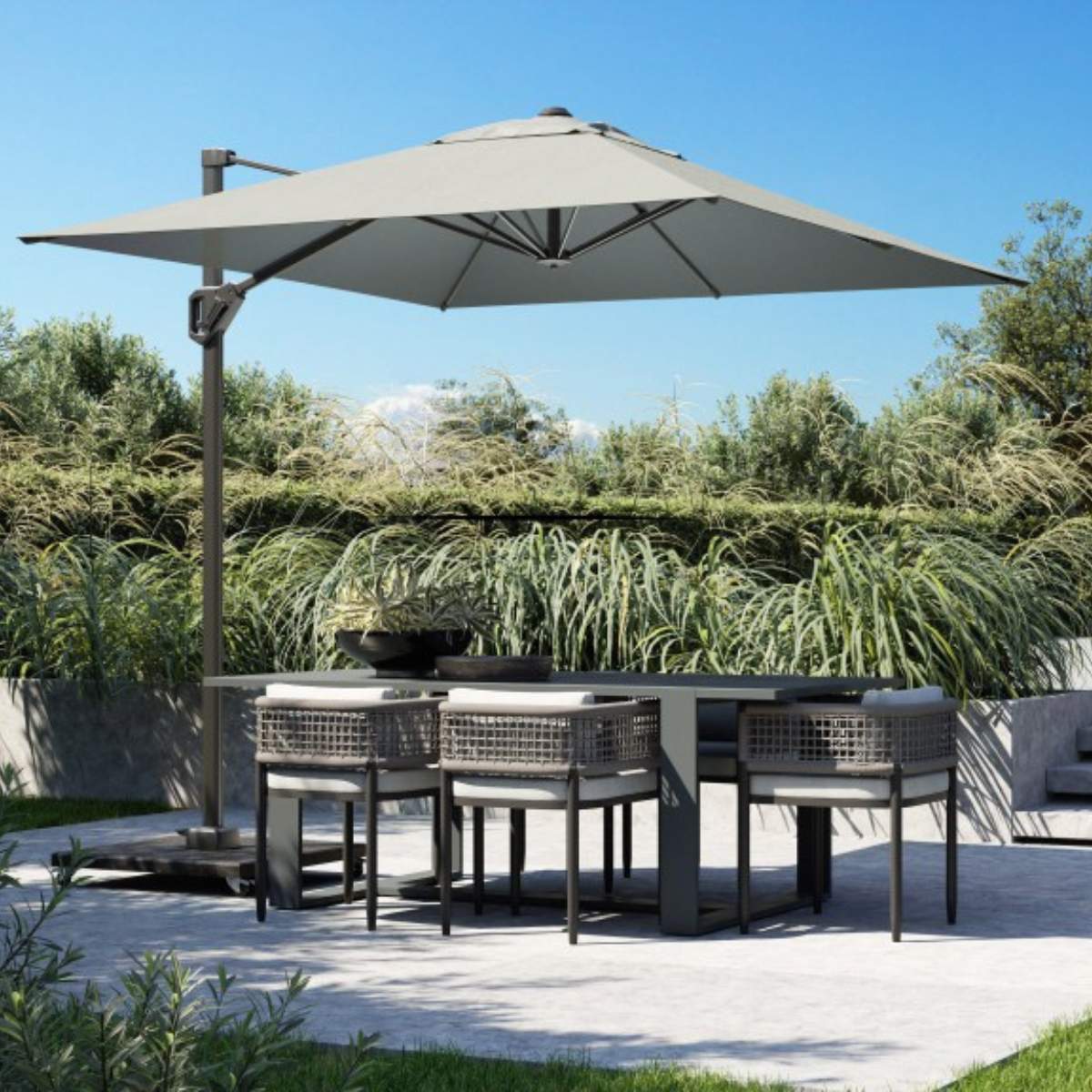 Beau&Co Voyager T1 3m x 2m Rectangular Luna Grey Free Arm Parasol
