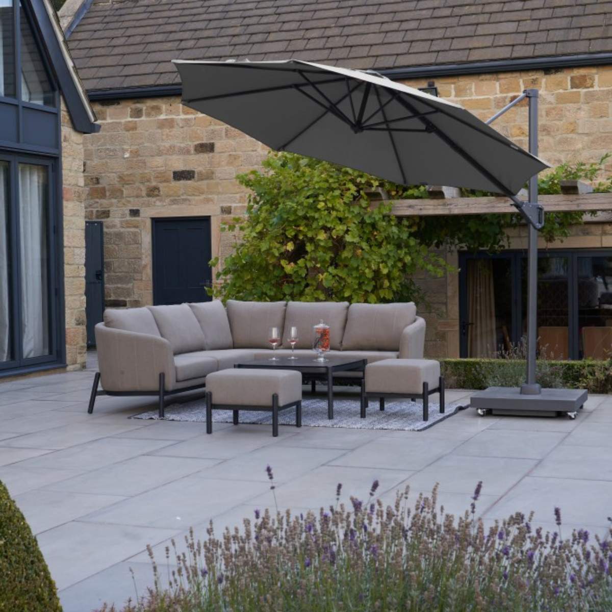 Pacific Lifestyle Voyager T1 3m Round Luna Grey Free Arm Parasol